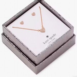 Kate Spade Gold Heart Necklace and Earring Set